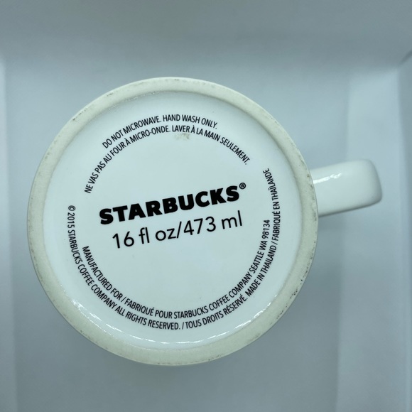 Starbucks 2015 White Gold Graffiti Lettering Ceramic Coffee Cup Mug 16 oz Large - Picture 5 of 10